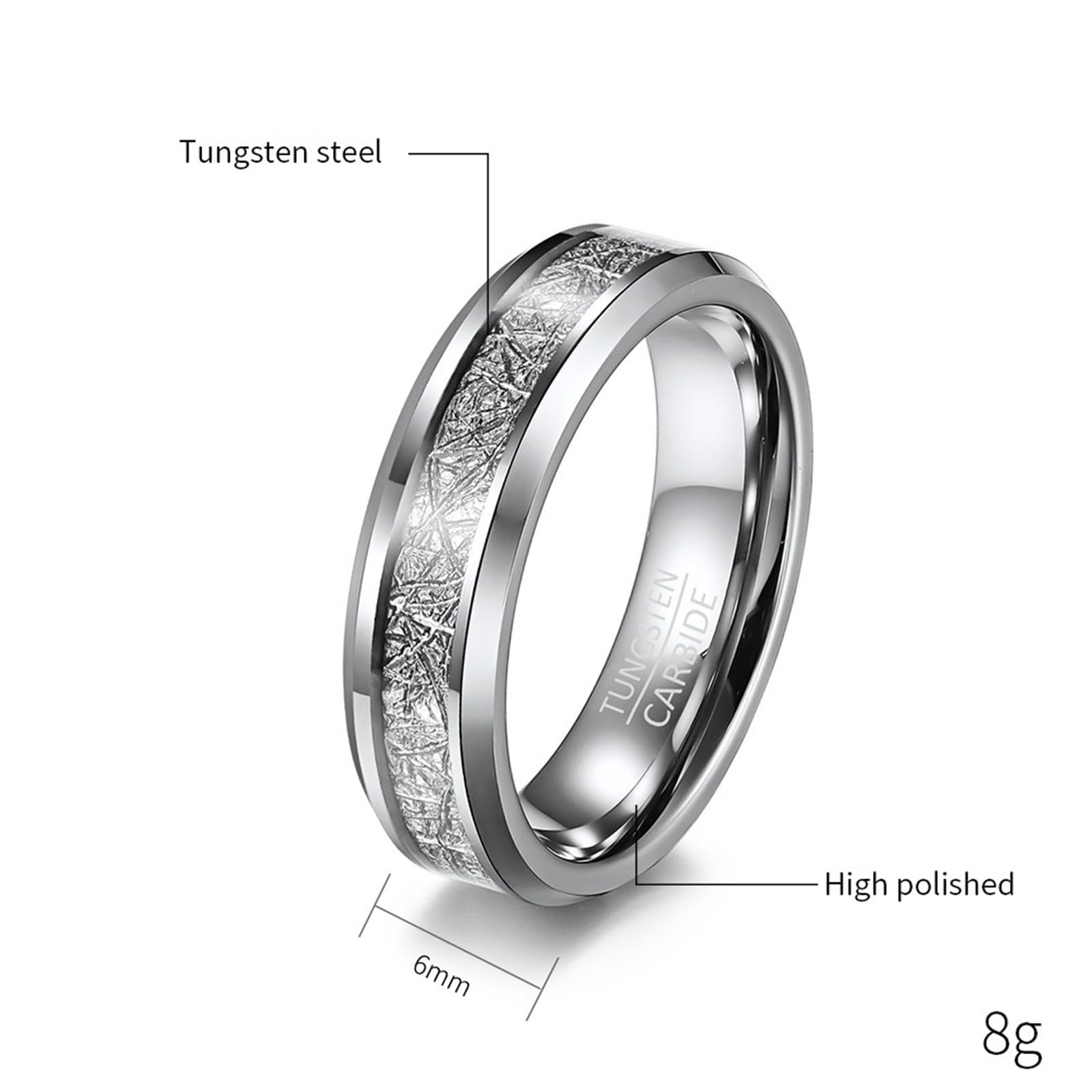 Verlobungsring Paar Wolfram, Partnerringe mit Gravur Paarpreis 8 mm 6 mm Silberring mit Metall, Modeschmuck