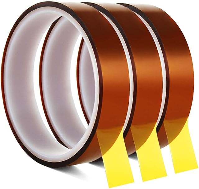 3 Roll 20m x 20mm High Temp Tapes - YTBUBOR Heat Resistant Tape Polyimide Film Self Adhesive Tawny Masking Tape for Electric Task, 3D Printers, Solder, Painting and Packing Fixing