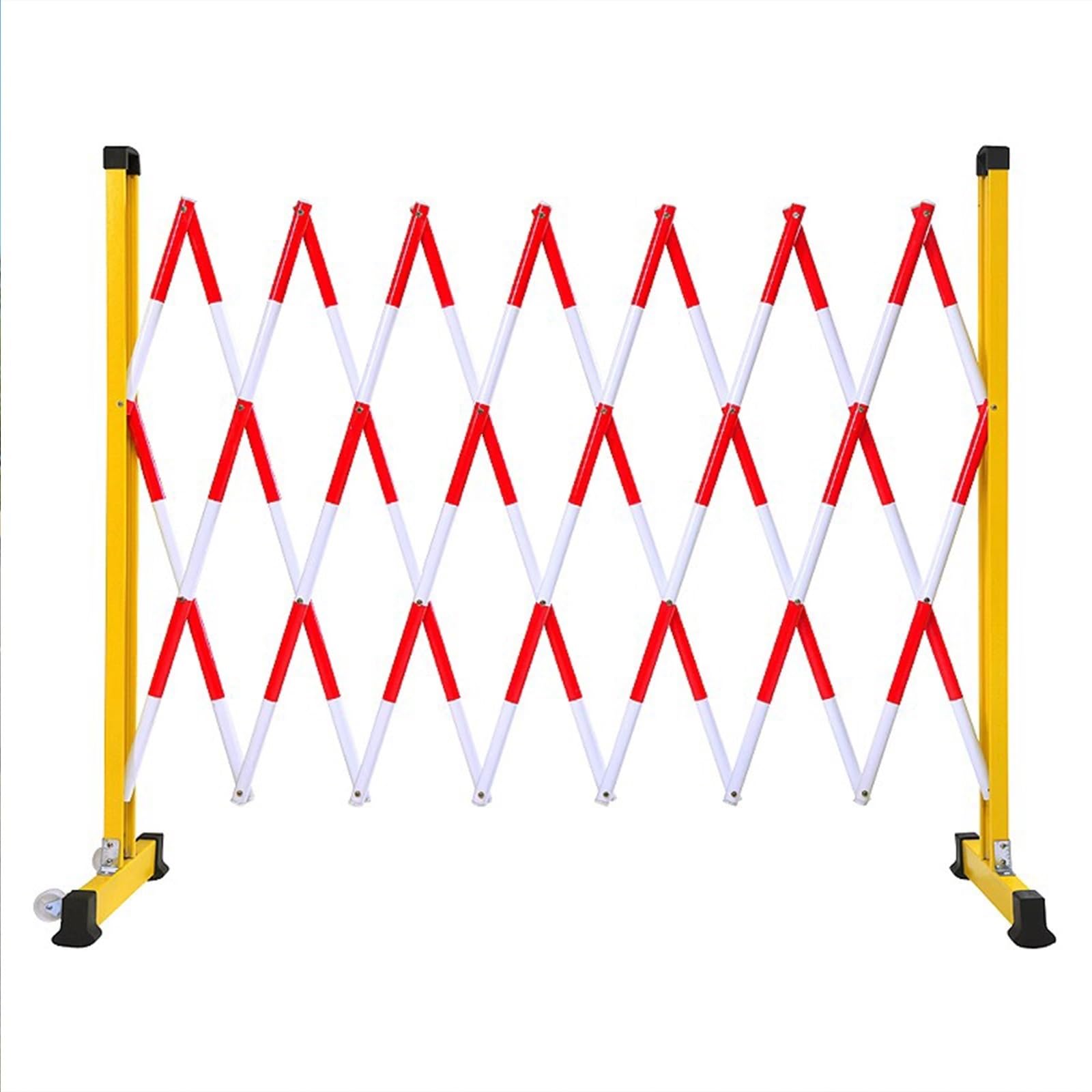ASerZenith Expandable Mobile Barrier Traffic Fence, Metal Expandable Barricade Mobile Safety Barrier Gate Retractable Traffic Barricade Folding For Outdoor Road Garage Construction,Red-120X300Cm