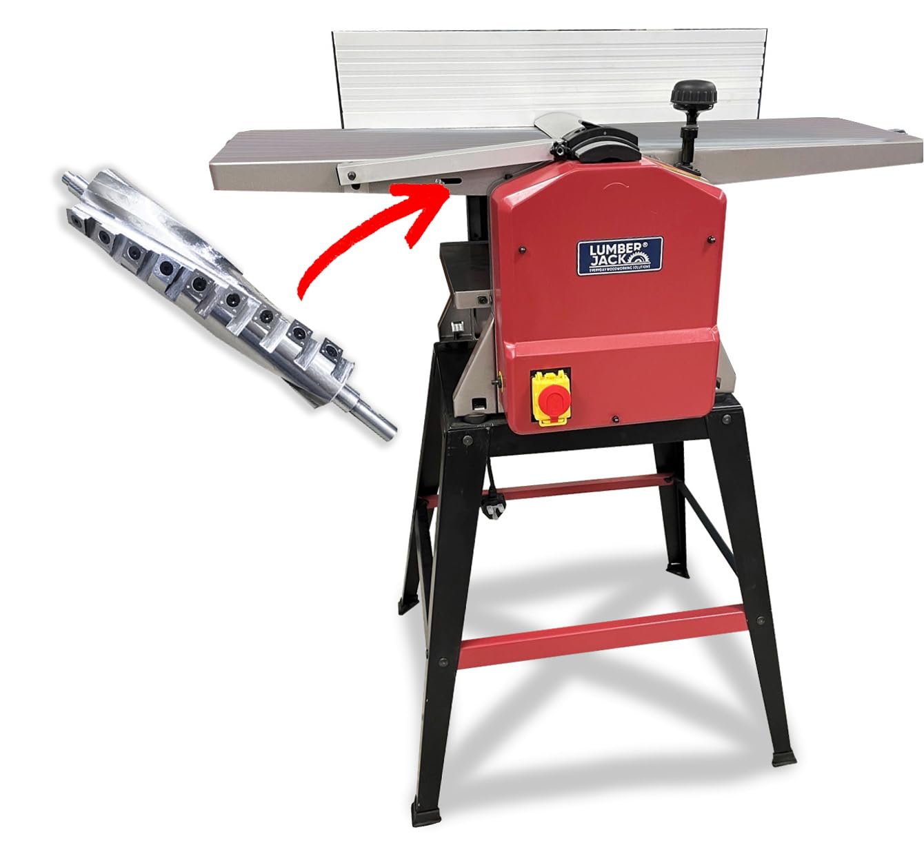 Lumber Jack Red Pro Series Helical Planer Thicknesser 254Mm 10" 1500W Motor 24 Tc Cutters Low Noise & Smooth Finish