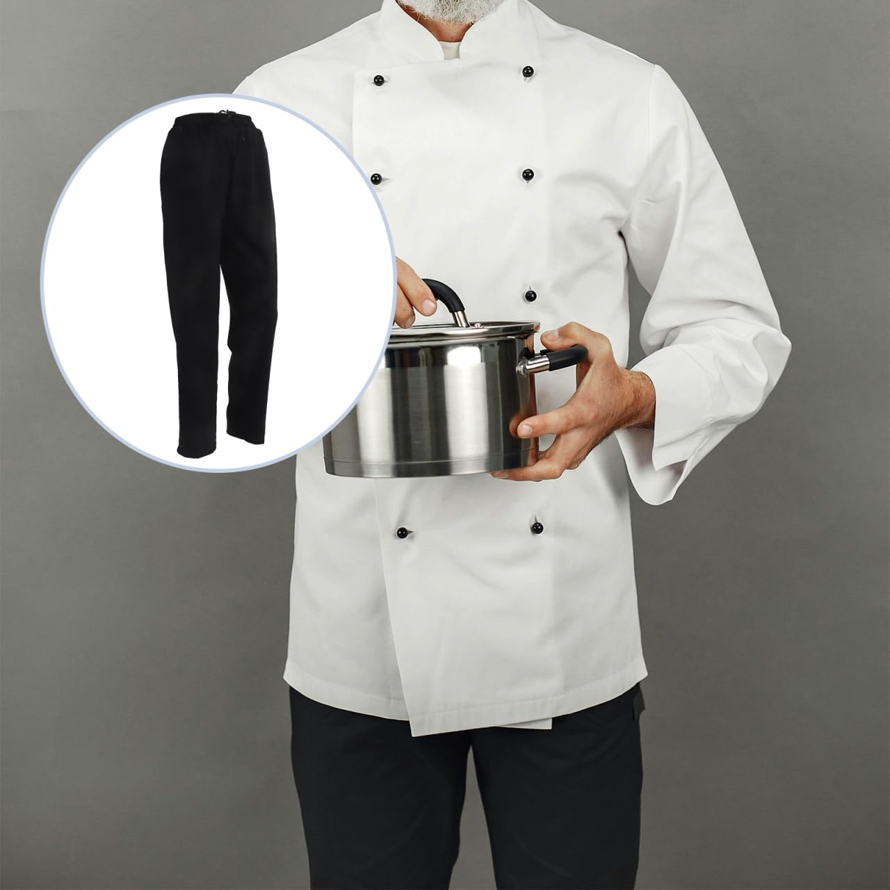 Pantalones de Chef Talla M Negros para Hombre Resistentes al Desgaste y Transpirables de Poliéster y Algodón Ideales para Trabajar en Restaurantes y Hoteles
