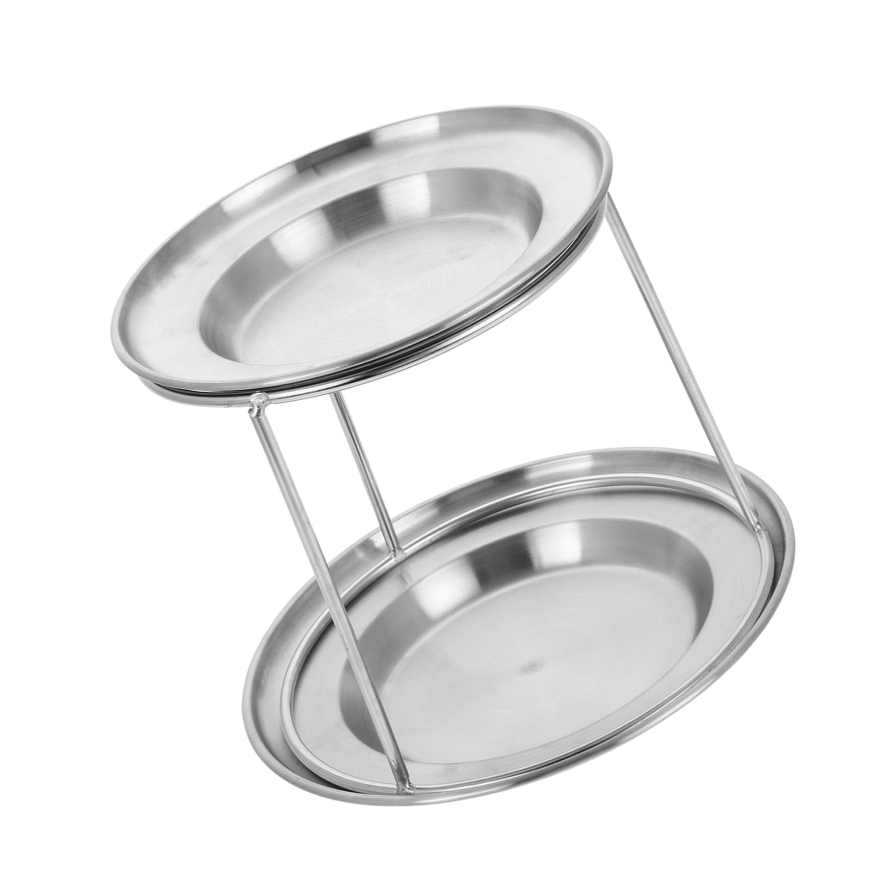 Stainless Steel Seafood Tray Double Layer Serving Platter Rust-resistant Buffet Display Stand for Party Self-service with 17cm 20cm Plates Set