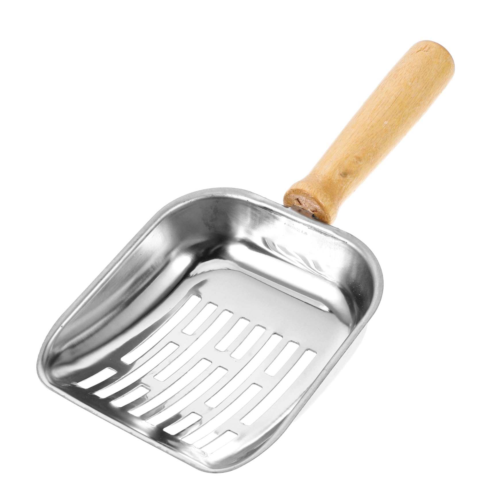 Yardwe Cat Litter Shovel Metal Cat Litter Scoop Poop Scooping Tool Long Handle Metal Litter Scoop Poop Sifting Scoop Cat Litter Scooper Litter Scooper Metal Puppy Litter Scoop Wood Silver