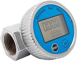 YFIXTOOL 1" Digital Turbine Waterproof Flow Meter, LCD Digital Display Flowmeter, for Diesel, Kerosene, Gasoline, Aluminum Stainless Steel. Flow Rate of 10-100LPM.