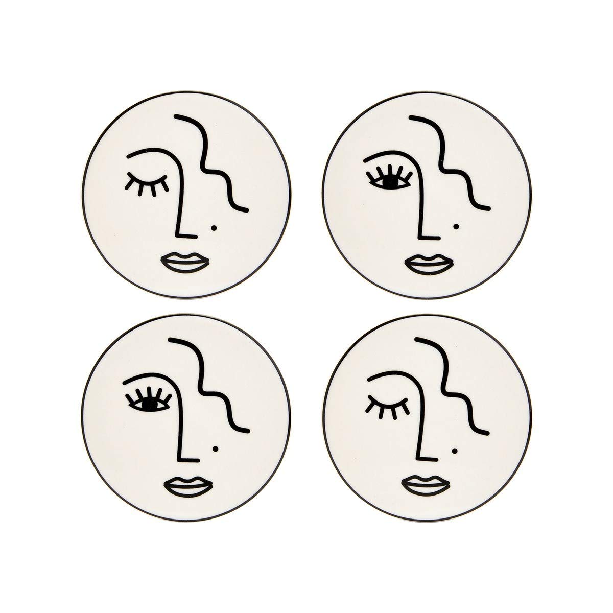 Sass & Belle Abstract Face Coasters- Set of 4