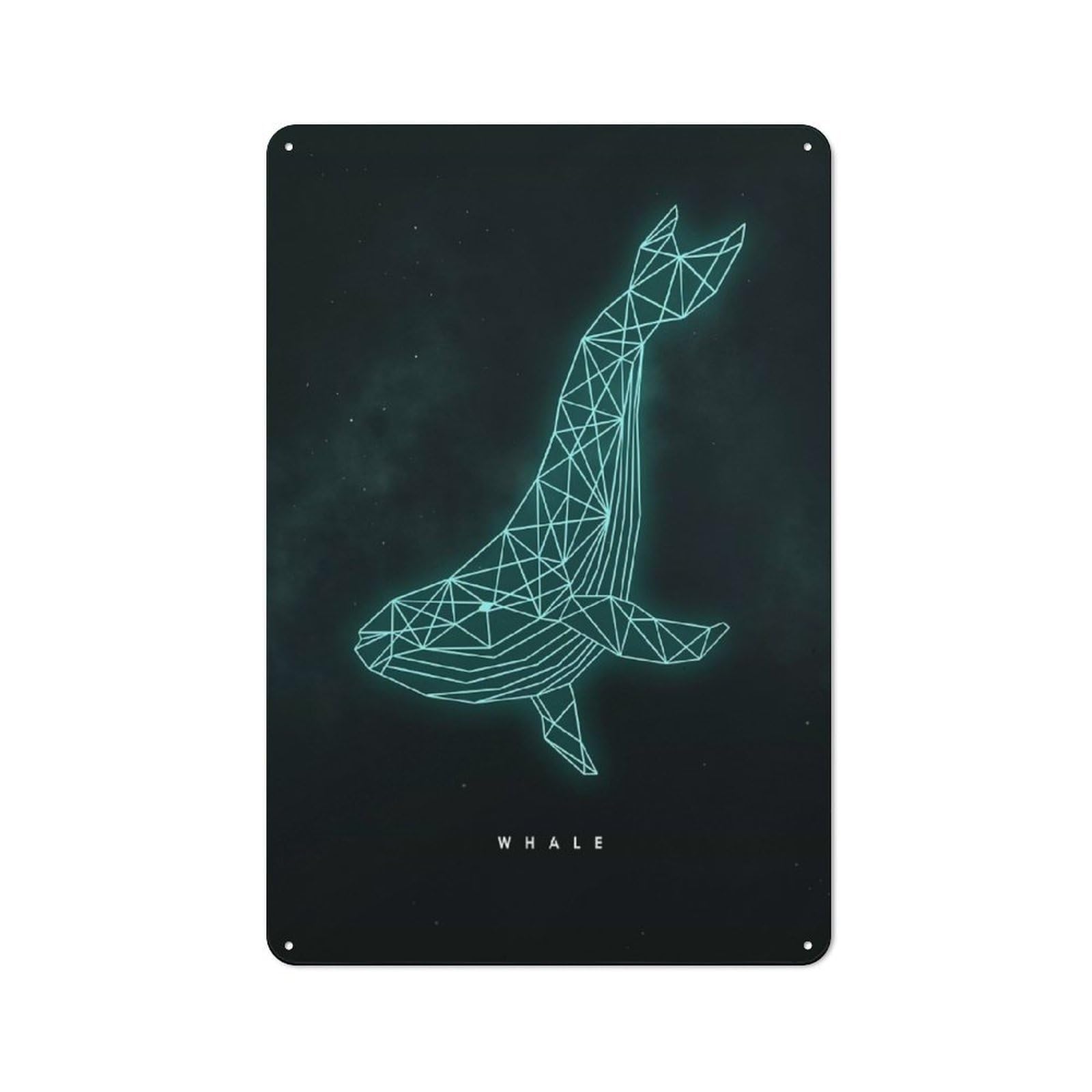 Junmoney Whale Star Casual Metal Wall Decor 30X20cm, Tin Sign For Greenhouse, Garden Room, Cafe Or Entryway