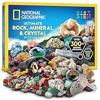 NATIONAL GEOGRAPHIC Rock Collection Box for Kids – 300 Piece Gemstones, Minerals & Crystals Science Kit, Geology Gift for Boys & Girls