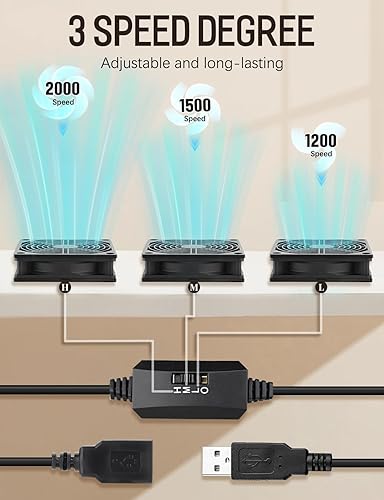 Miniatura 5 de Ventilador de enfriamiento USB de 4.724 in x 2 5 V 9.449 in con control de velocidad para router DVR receptor de computadora Xbox TV Box PlayStation