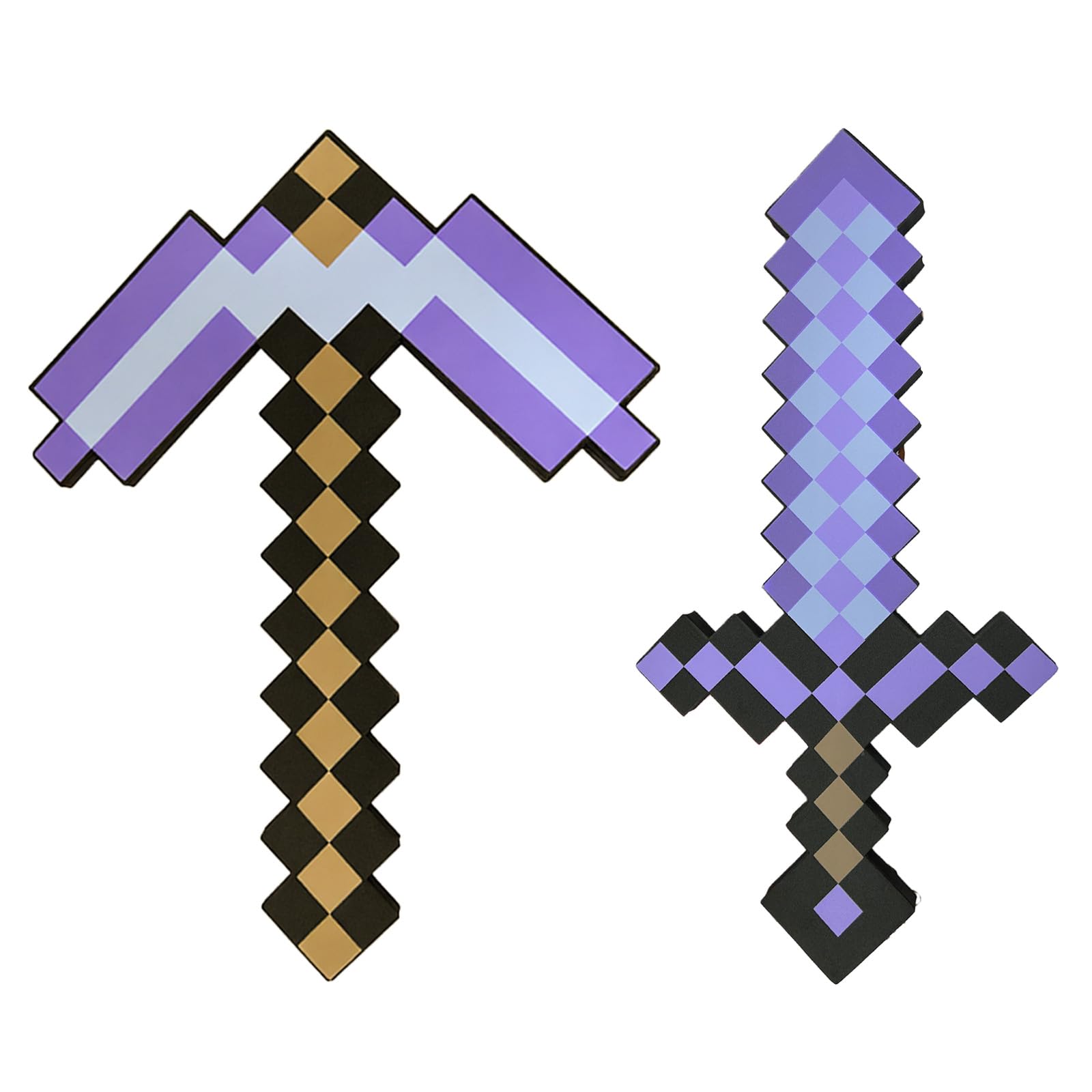 Foam Sword and Pickaxe Set Kids Role Play Toys for Halloween, Cosplay Video Game Parties
