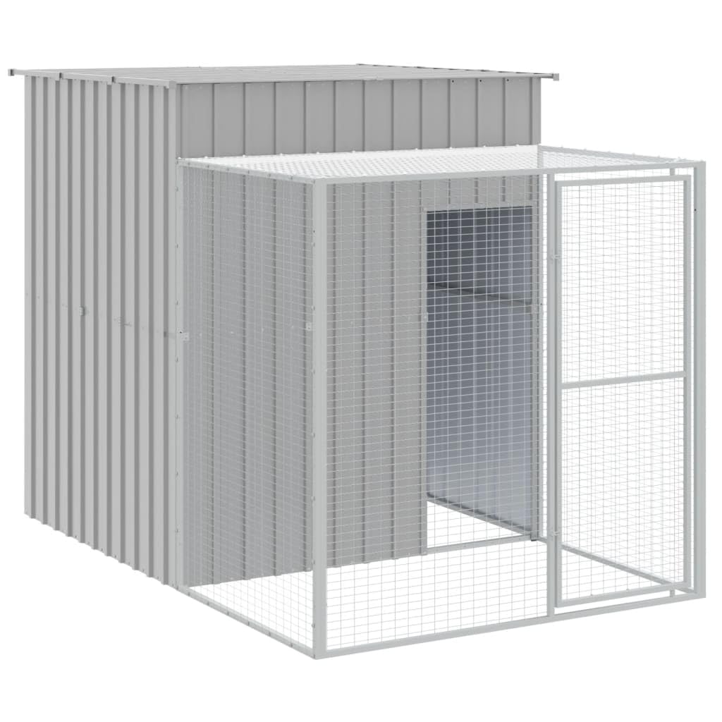 BAZZI Casetta per Cani da Esterno Box Cani Esterno Cuccia Cane Esterno Recinto per Cani in Acciaio Zincato Grigio Chiaro 165x251x181 cm