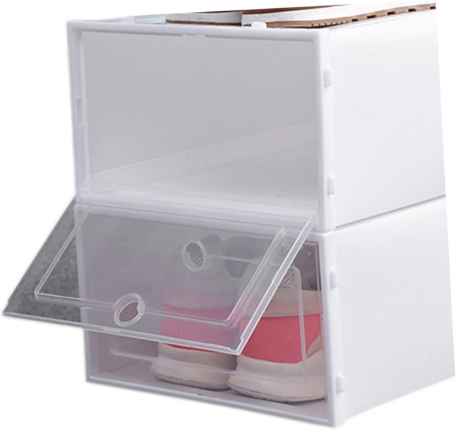 Levemolo Shoe Storage Box Set of 12 33x23x13cm Thick Plastic Easy to Open Close Space Saver