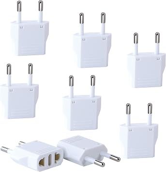 8 PCS American USA to European Outlet Plug AdapterUpgrade White