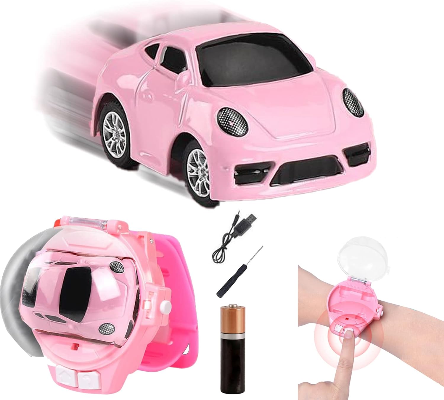 YOUBLEK 2022 New Mini Remote Control Car Watch Toys, 2.4 GHz Cute Watch Car Toys USB