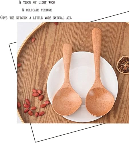 Miniatura 5 de Cucharón de sopa de madera con mango largo, cucharón de sopa, vajilla para servir, sopa de arroz para aperitivos, frutas, cuchara de mezcla, fácil