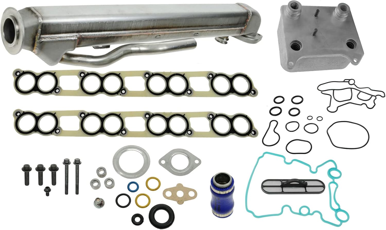 TRQ Oil Cooler Kit Set & Gaskets Compatible with Ford E350 F250 F350 F450 F550 6.0L Diesel