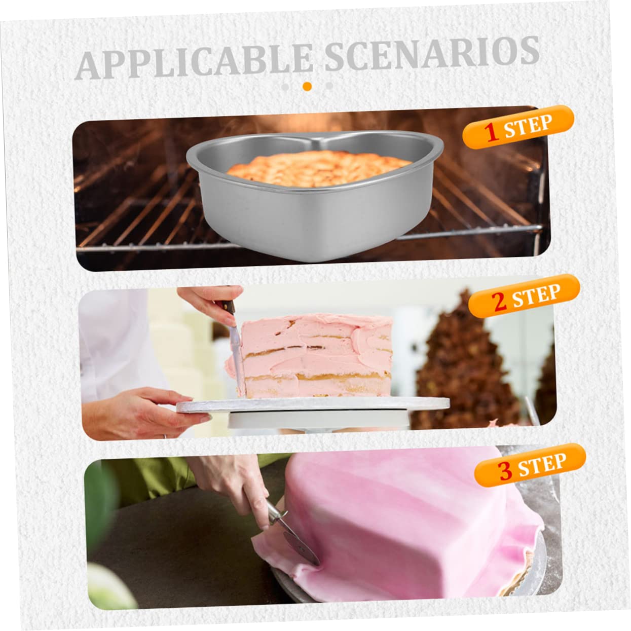 HEMOTON 6pezzi Teglie Da Forno Cuore Da Stampo Per Torte Con Fondo Rimovibile Per Biscotti e Cheesecake Per Cucina Domestica e Occasioni Speciali