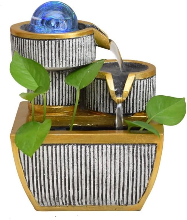 FMURY Table Pendulum Circulation Water Wealth Crystal Turn Pearl Fountain Decoration