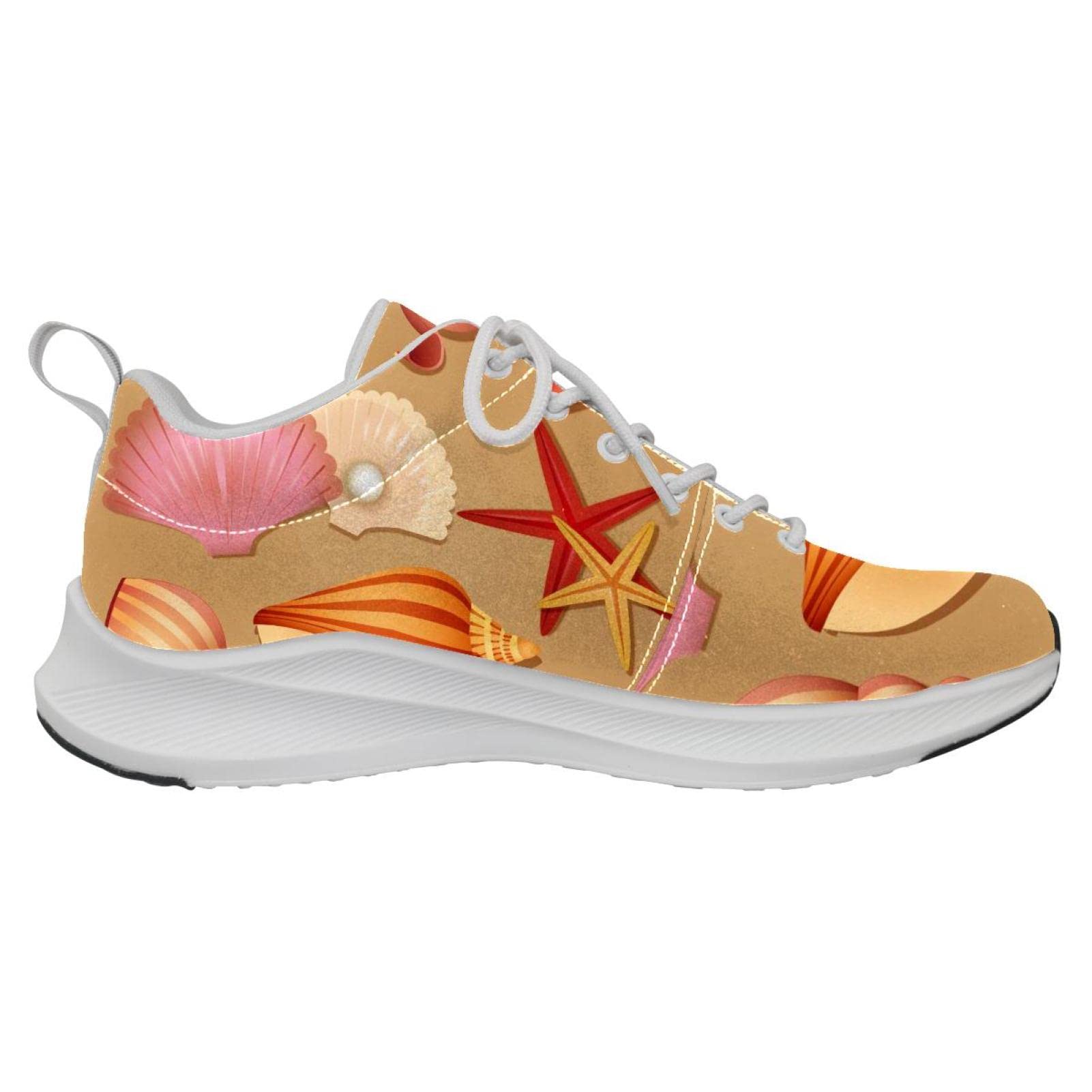 Scarpe da ginnastica uomo personalizzate Scarpe da passeggio leggere Running Athletic Casual Sneakers Conchiglia Conchiglie Mare Stelle marine, multicolore, 36 1/3 EU