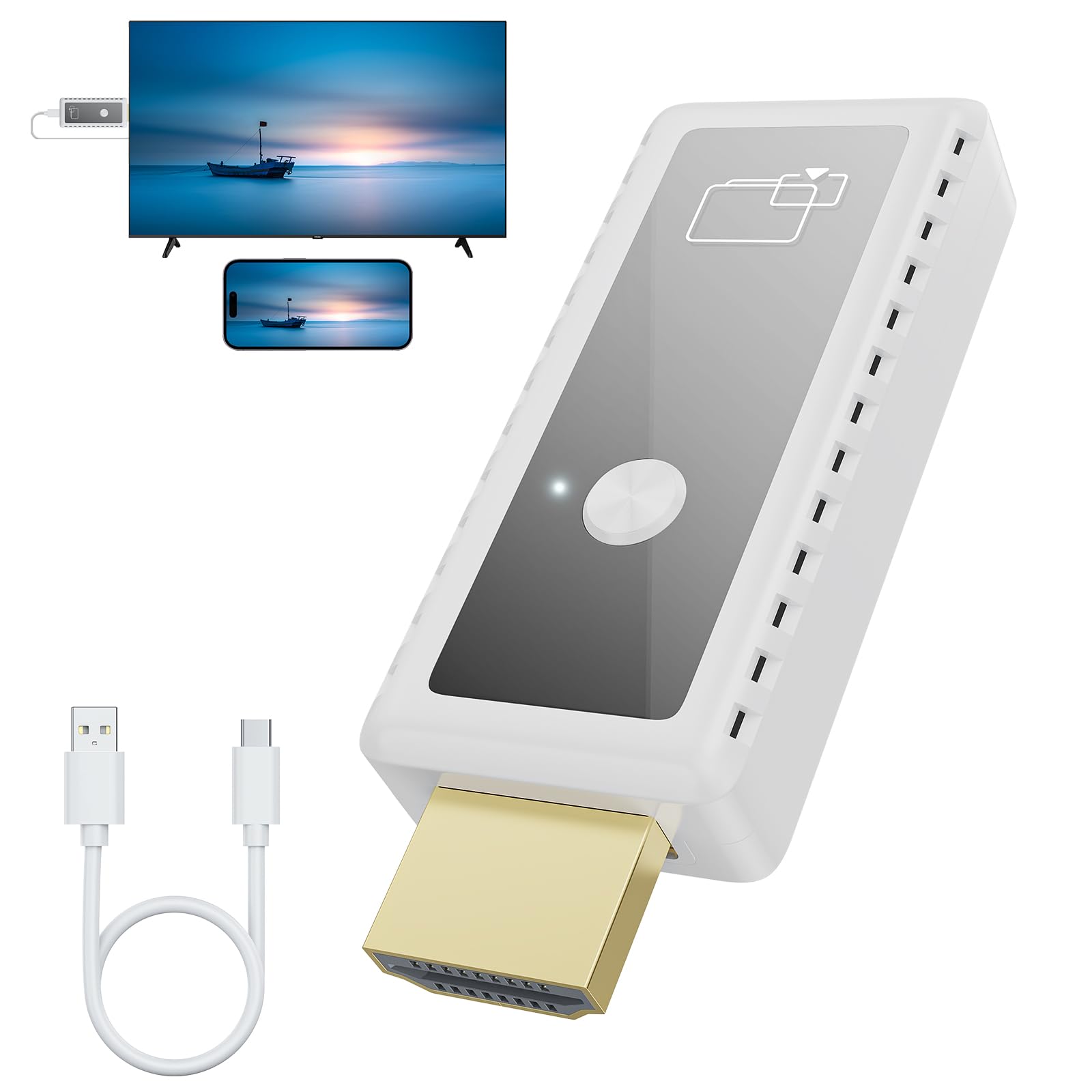 1080P Wireless HDMI Display Adapter,2.4G & 5G Wireless HDMI Screen Mirroring Adapter Extender from Smartphone,Laptop to HDTV/Monitor/Projector, Plug & Play,WiFi Display Dongle Support Airplay/Mircast-image-0