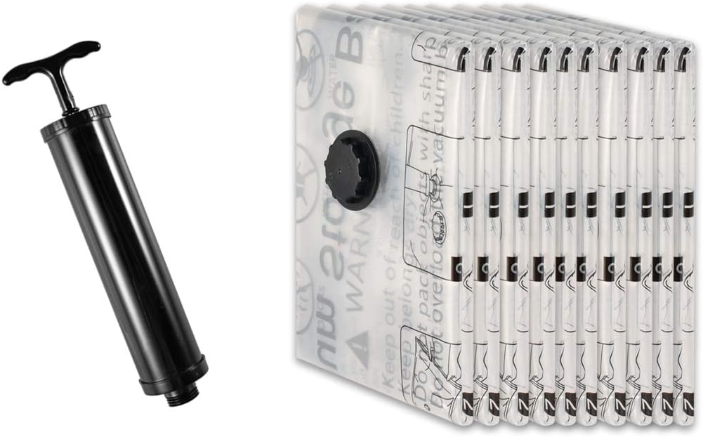 GONGSHI Premium Vacuum Storage Bags, Space Saver for Clothes Blankets Duvets Pillows Comforters, Travel Hand Pump Include (10 x Medium)