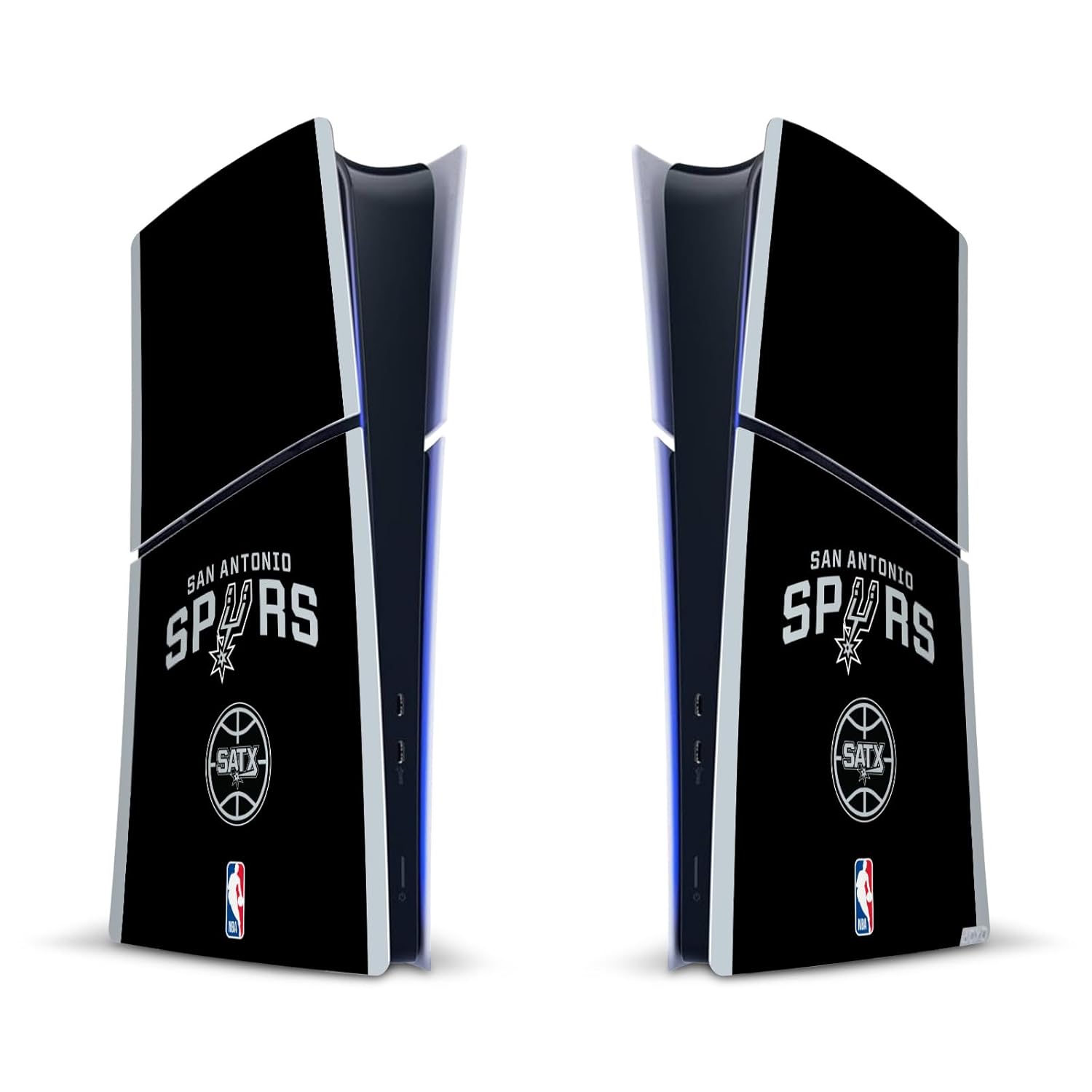 Head Case Designs Officially Licensed NBA Black Design San Antonio Spurs Logo Vinyl Sticker Gaming Skin Decal Cover Compatible With Sony PlayStation 5 PS5 Slim Digital Edition Console