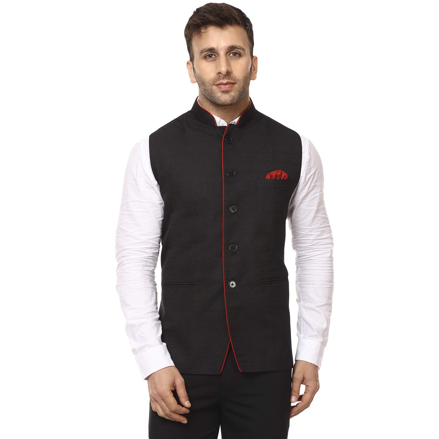 veera paridhaan Plain Chinese Collar Sleeveless Cotton Poly Nehru Jacket-picture-26