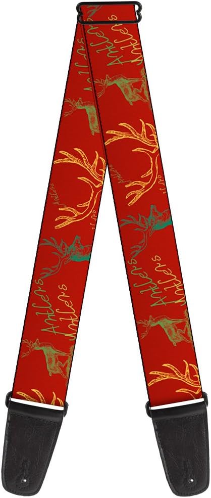 Buckle-Down Guitar Strap Antlers Brown Turquoise Gold 2 Inches Wide