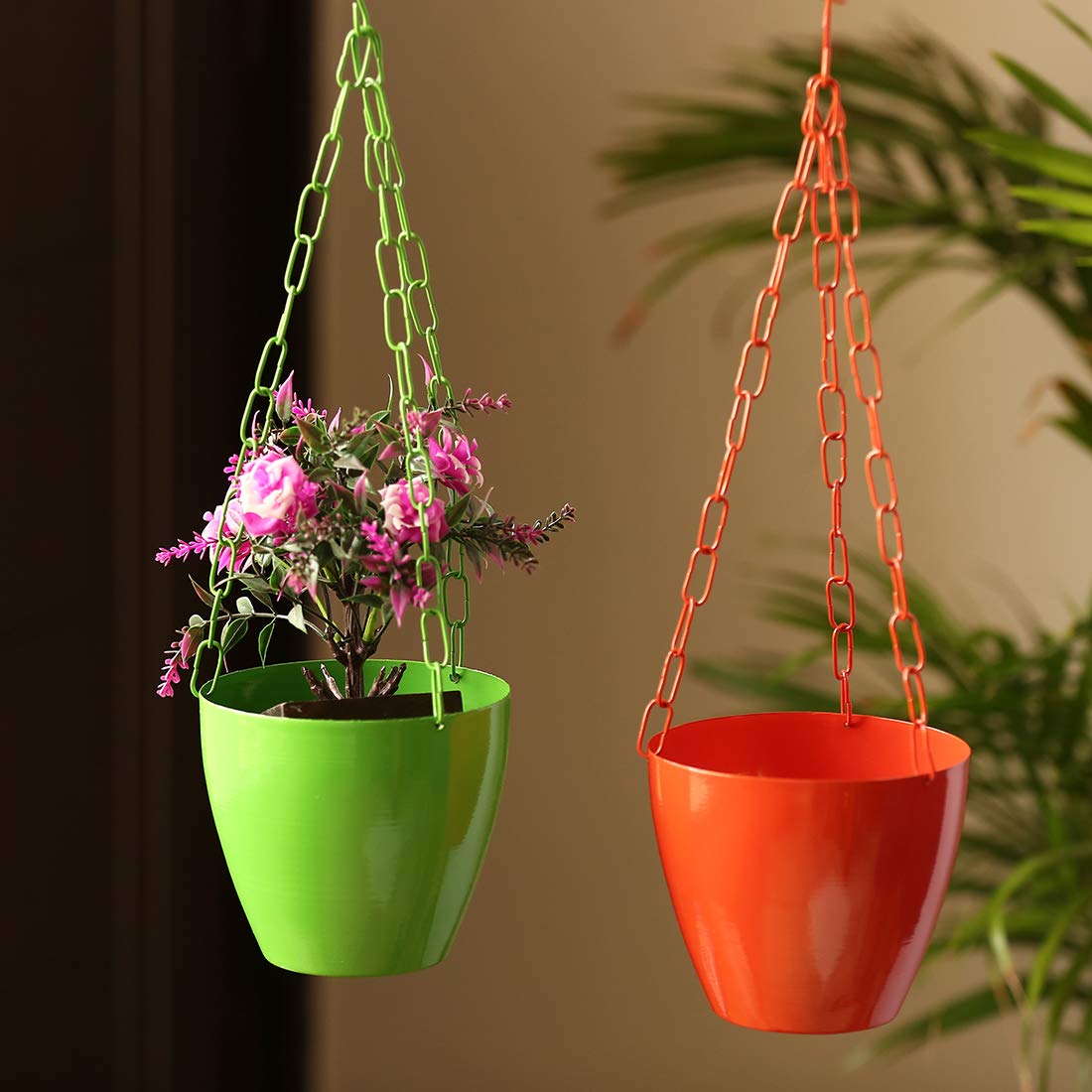 ExclusiveLane The Chained Frustums Metal Hanging Planter Pots for