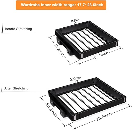 Miniatura 4 de Perchero extraíble para armario, perchero retráctil para pantalones y pantalones de armario de ancho interior de 17.7 a 23.6 pulgadas, organizador