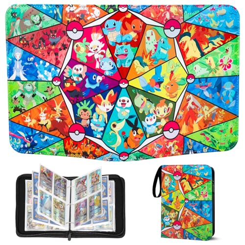 Álbum de recortes para tarjetas Pokemon, 400 bolsillos, álbum de 50 páginas, carpeta coleccionable, cuaderno de tarjetas, cuaderno de alta calidad, resistente al agua, de poliuretano, álbum de