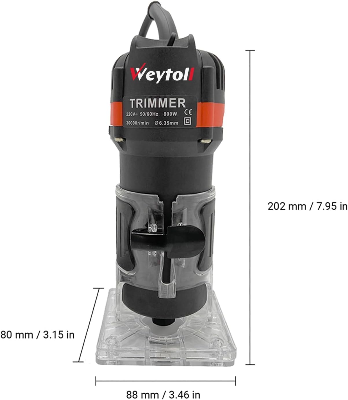 Weytoll Wood Router, 800W 30000r/min Router Tool, Multifunctional Electric Wood Trimmer Laminate Trimmer Slotting Trimming Grooving Machine for Woodworker Carpenter with 15pcs Milling Cutters 110V