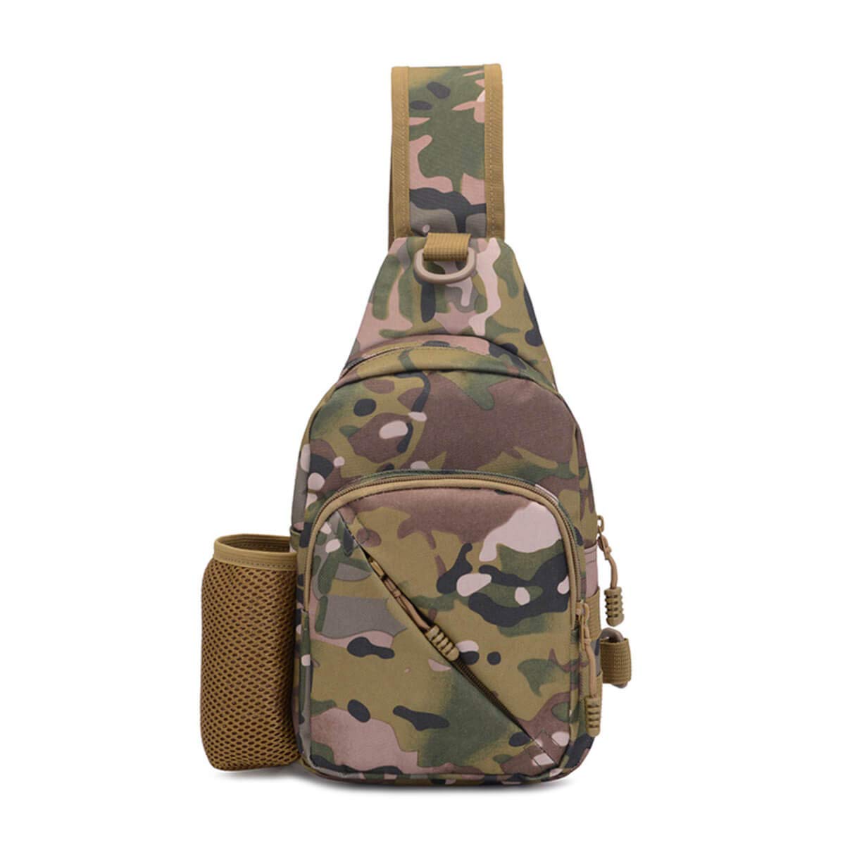 BraveHawk OUTDOORS Sling Chest Bag, 900D Nylon Oxford Portable Tactical Waterproof Compact Crossbody Pack for Hiking Cycling - brown - Medium