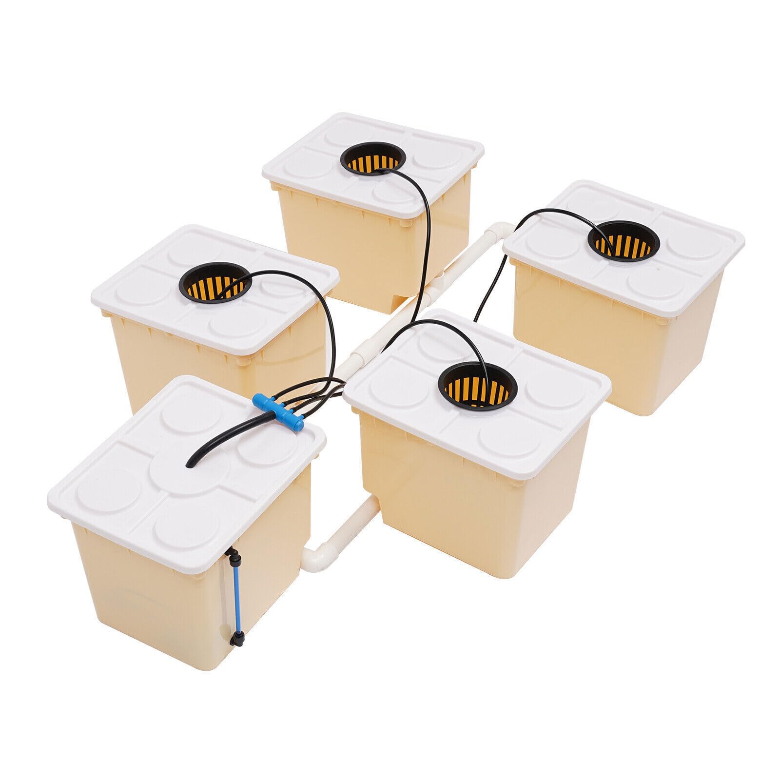 de Cultivo hidropónico de 11 L, Materiales PP y, Kit de Cultivo hidropónico para jardín Interior, Kit de Cultivo hidropónico con 5 Cubos, Bomba de Agua