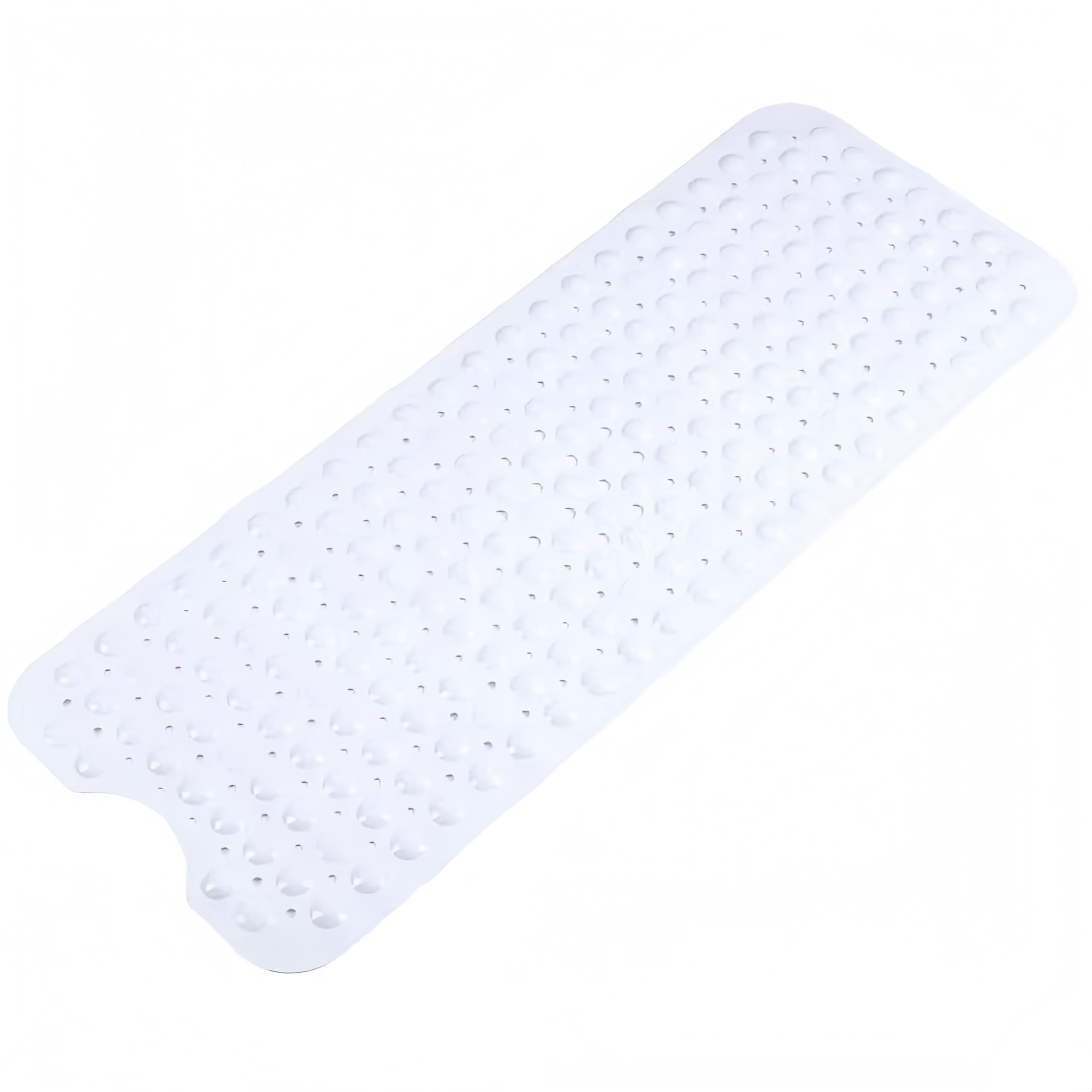 White Bathtub Mat | Extra Long Environmental TPR Rubber Bath Mat Shower Tub Mat with Suction Cups 100cm x 40cm (L x W)