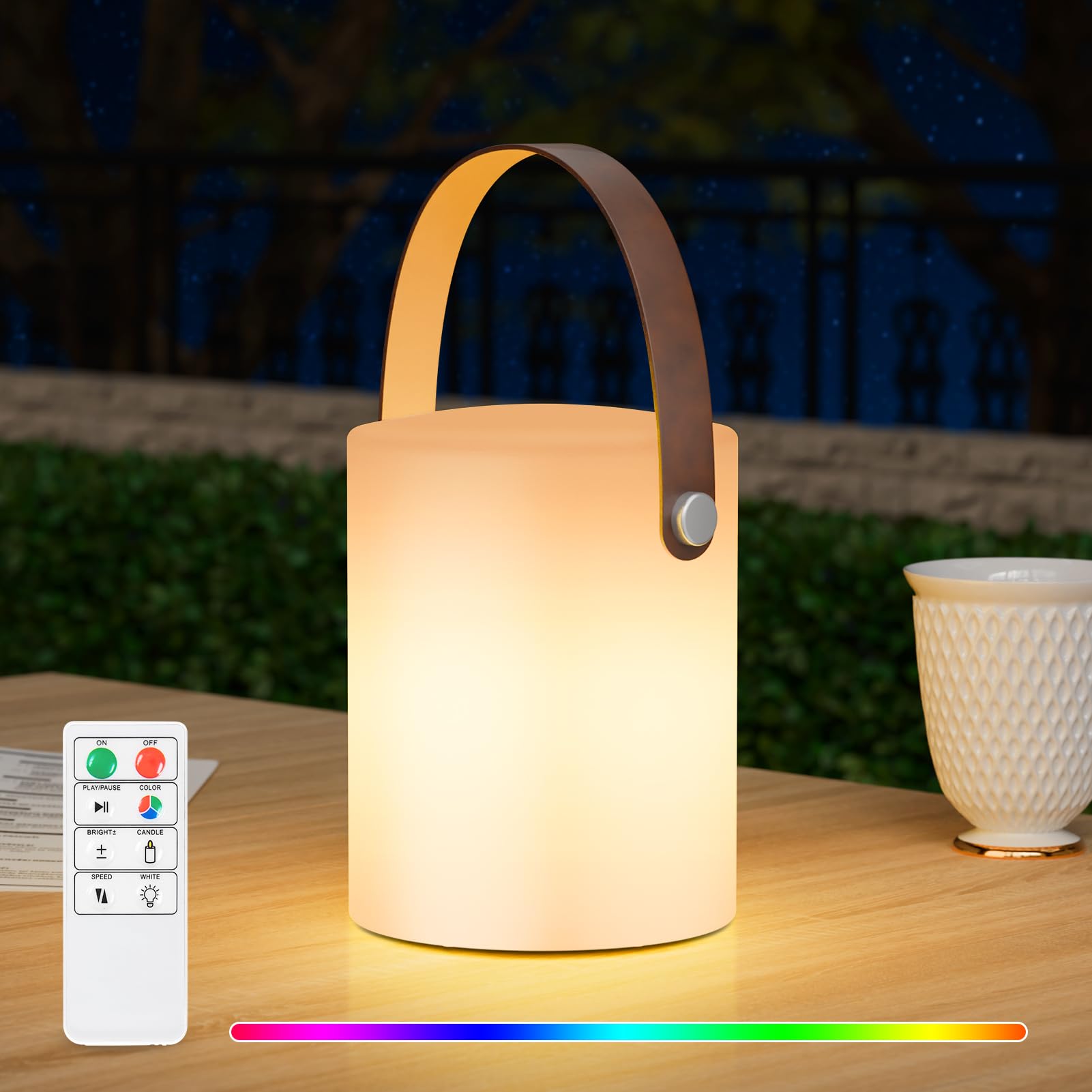 light to hope Led-buitenlamp met afstandsbediening, dimbare tafellamp, draadloos, 8 kleuren & warmwit, IP44 waterdicht, USB-C campinglamp voor buiten, tuin, terras, eettafel, bar, 18 x 26 cm