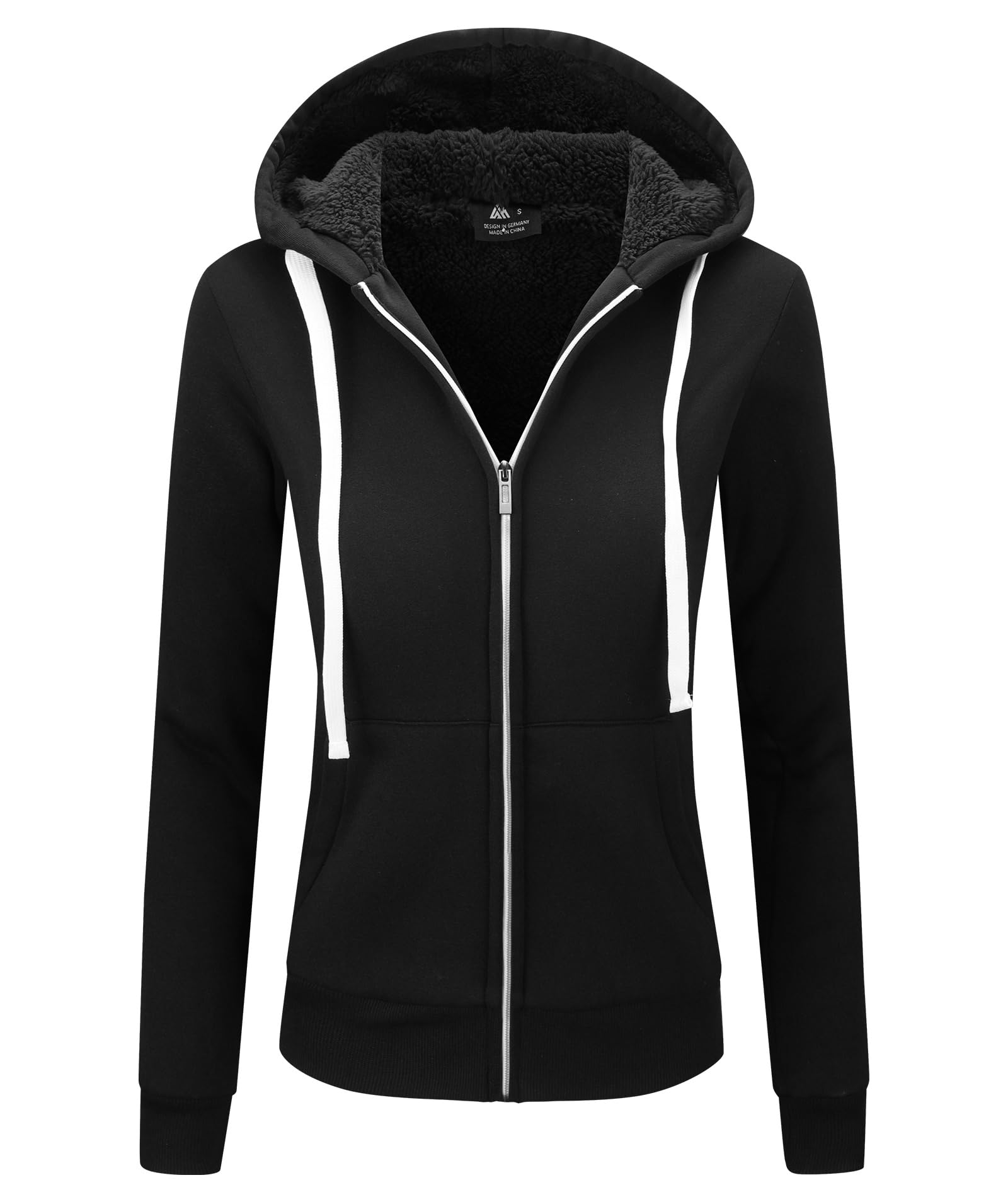 GEEK LIGHTING Felpa Donna con Cappuccio Foderata in Pile Calda Giacca Invernale con Zip Felpa Pile Donna Teddy Hoodie con Cerniera Sweatshirt Inverno Autunno S-2XL