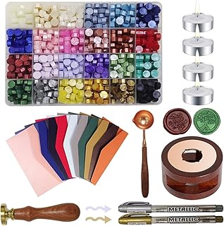 Jaragar Wax Seal Stamp Kit, All-in-one DIY Wax Seal Set Include 24 Colors Wax Seal Beads Wax Warmer Wax Stamp and Metallic Pen for Gifts, Letters, Crafts, Wedding Invitation and Decoration Sealing
