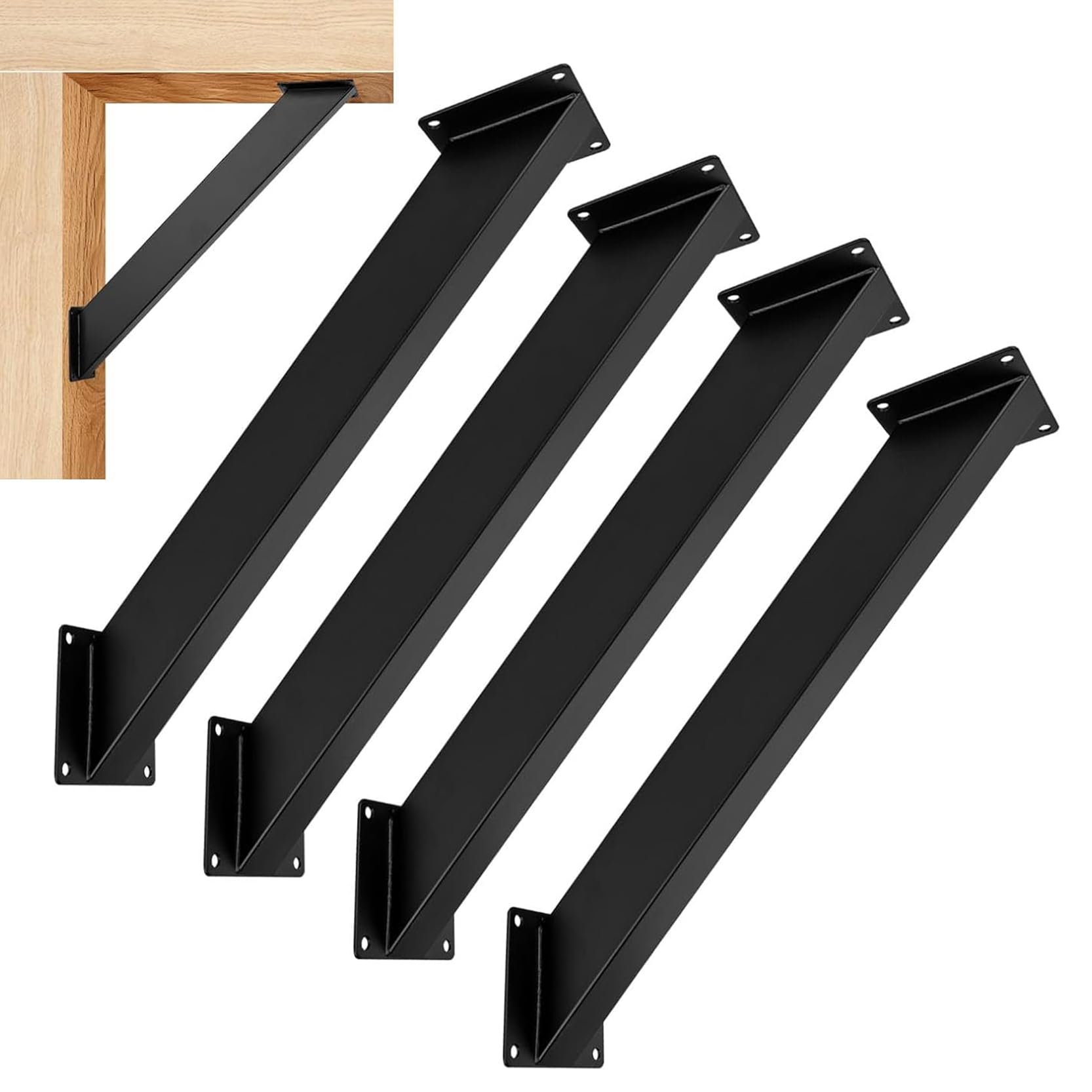 Squadrette Angolari in Metallo Nero, Staffa per Pergola a 45 Gradi, Kit di Staffe di Sollevamento del Tetto per Impieghi Gravosi(Size:4 Pack)
