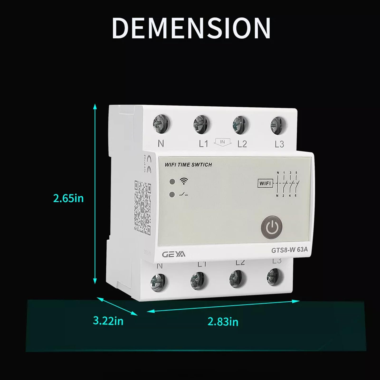 GEYA Intelligent Wifi Time Relay Switch Smart Home Wireless Remote Control Switch by Tuya APP AC220V DIN Rail Type (4P-63A) - Image 4