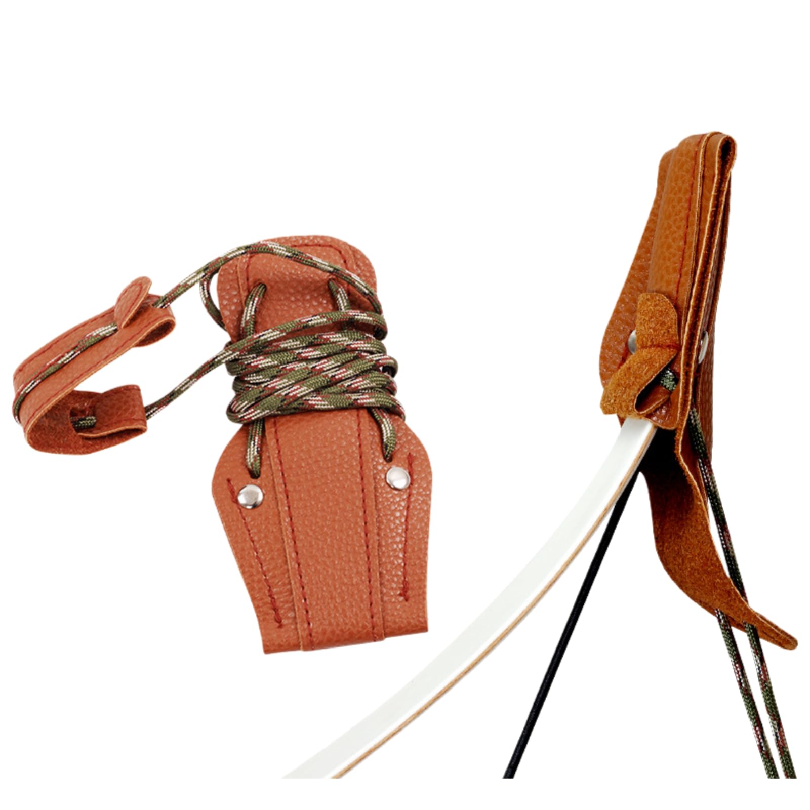 2pcs Ergonomic Nylon Recurve Bow Stringer Tool With Leather Tip For Traditional Longbow And Horse Bow - Easy Installation And Replacement Of Bowstring