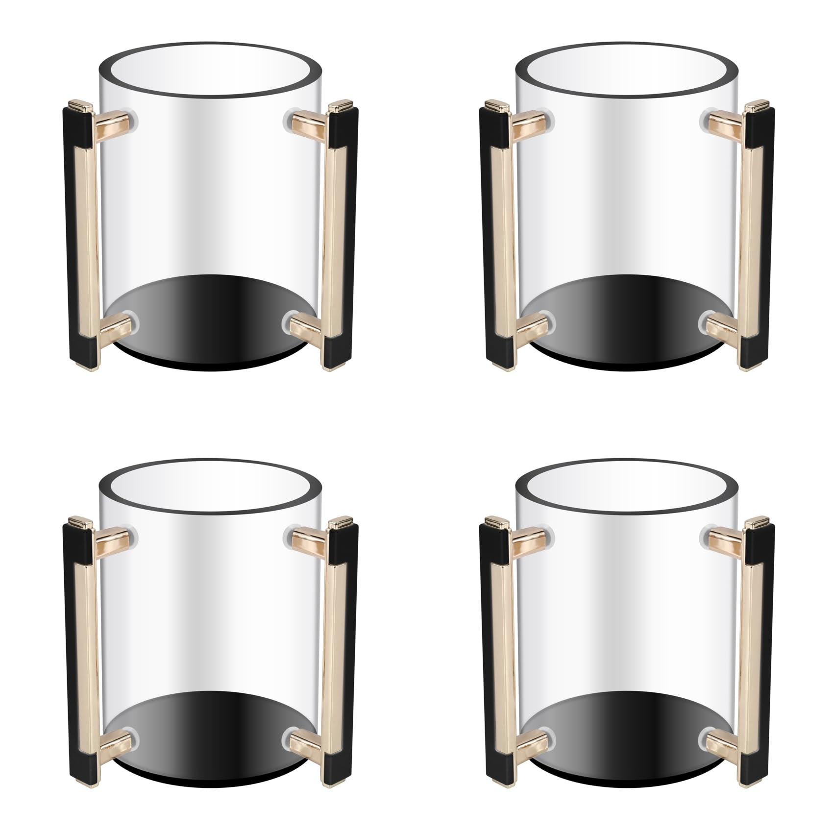 4 Vasos de Acrílico Redondos para Lavar Manos con Dos Asas de Metal para Oración Judía