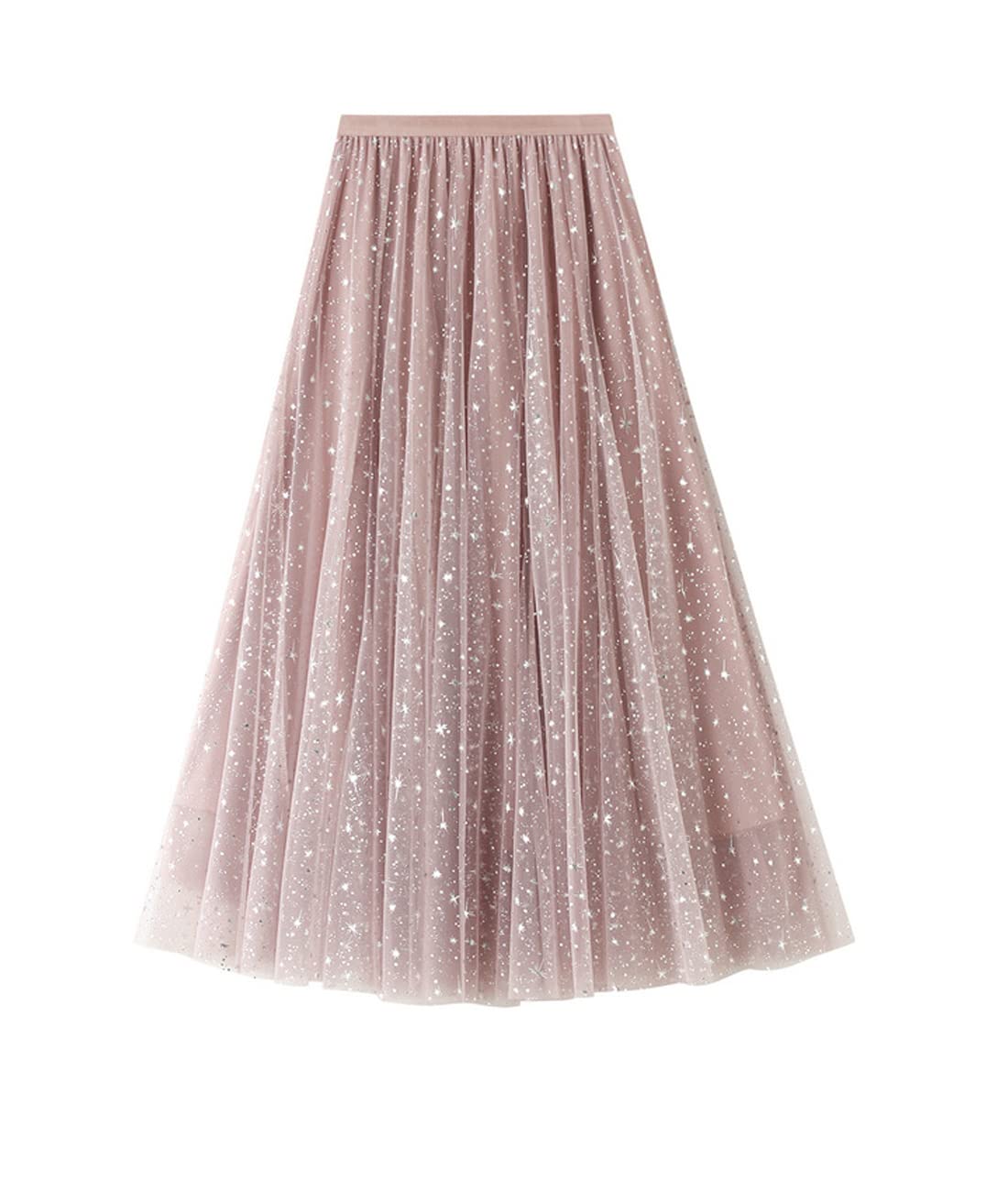 Femirah Women's Long Rainbow A Line Tulle Tutu Skirts Tiered Skirt Petticoat - Pink - One Size