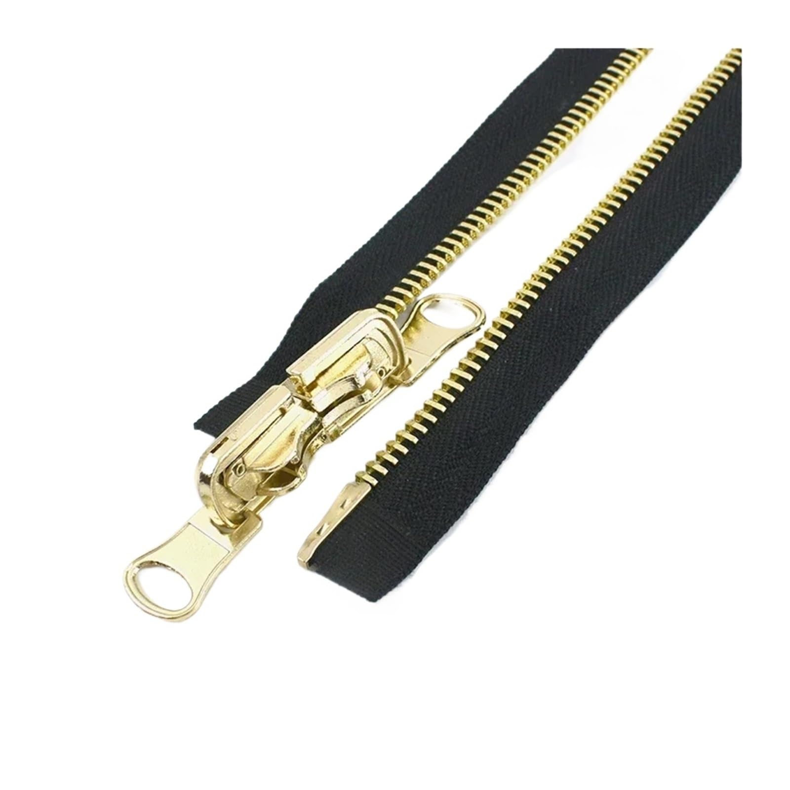 Aqxypas Cremallera metálica giratoria de extremo abierto, deslizador cremalleras reversibles doble cara, accesorios reparación cremallera for costura chaqueta, 5#8#70-100cm(BlackGold,100cm,No8)
