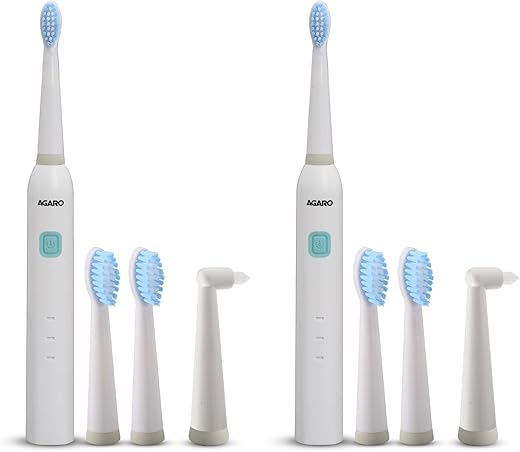 AGARO COSMIC Lite Sonic Electric Toothbrush for Adults with 6 Modes, 6 Brush Heads And 2 Interdental Head, Rechargeable with 3.5 Hours Charge…