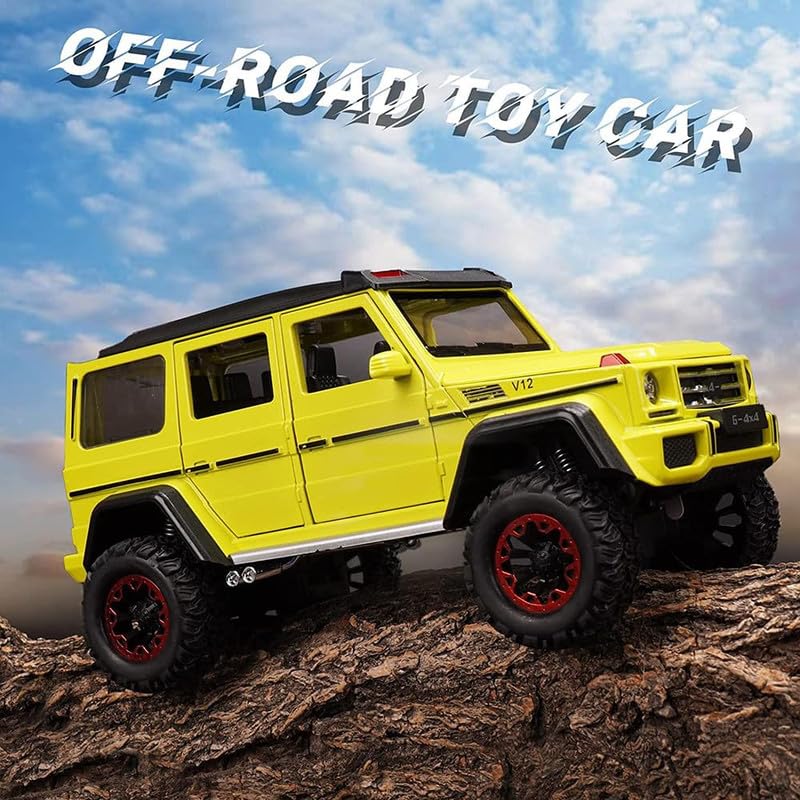 Image of Kids Model 1:32 AMG 4X4 Die Cast Metal Car Pull Back Action Opening Doors with Realistic Engine Sound Lights Toy Car Gift for Boys - Multi