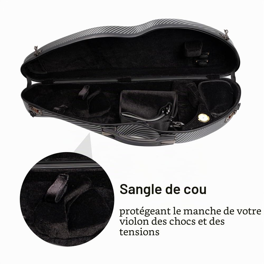 yinfente Étui pour Violon 4/4 en Fibre de Carbone - Léger - avec Serrure à Mot de Passe