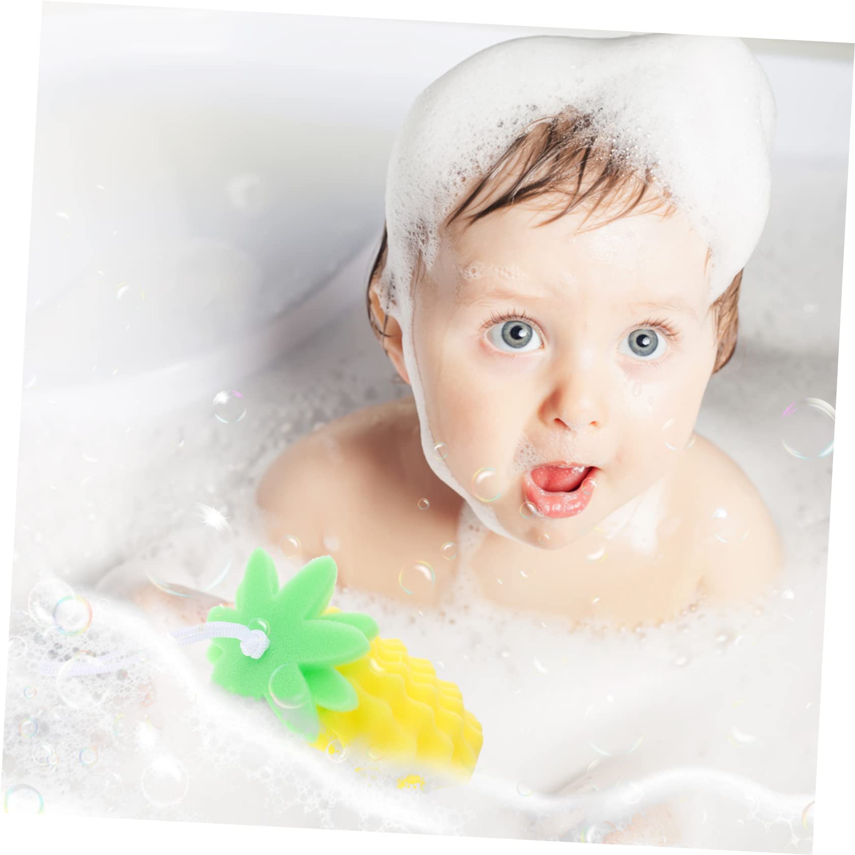 Healeved 4piezas Esponja De Baño Para Bebés Diseño De Piña Cepillo Para Baño Infante Exfoliante Natural Para Nuevos Nacidos y Fácil De Usar y Almacenar