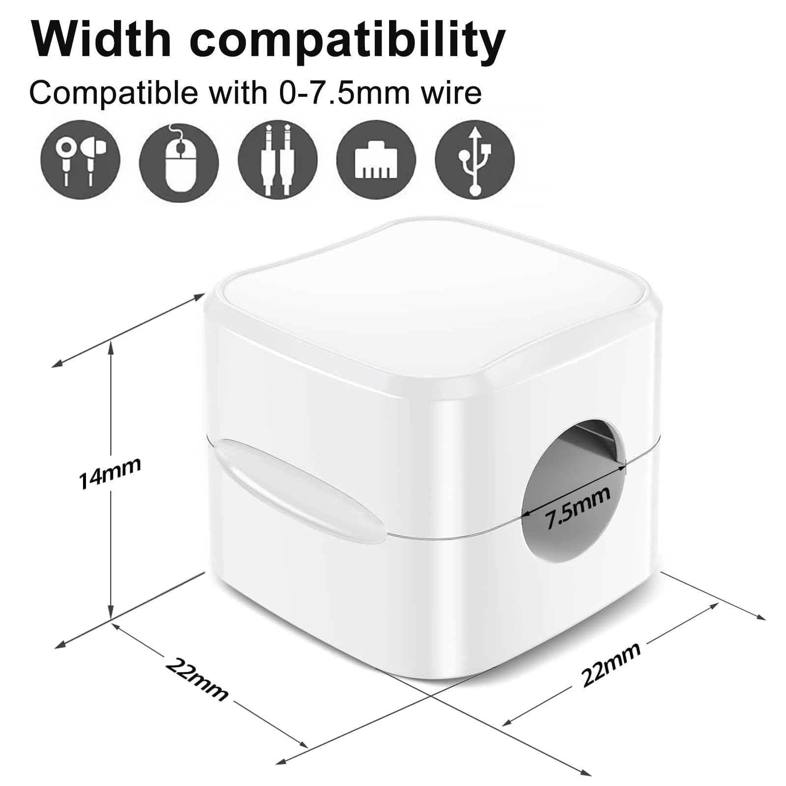 8 Pezzi Supporto per cavi magnetico, Organizer per la gestione dei cavi con clip, supporto per cavi di gestione dei cavi, per comodino, scrivania, USB, cavo audio, Bianco