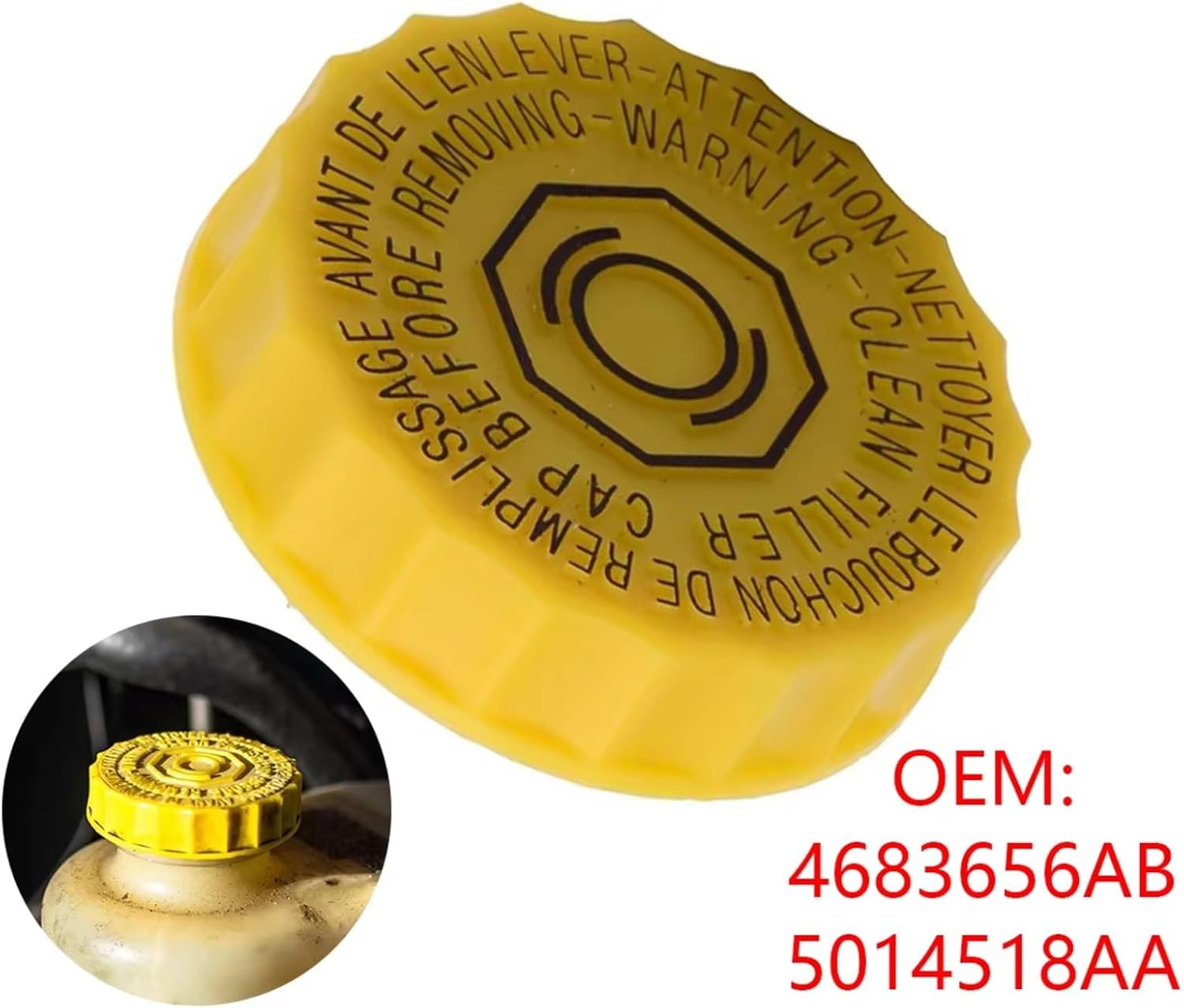 Compatible with Ram for 2500 for 3500 2011-2018 Car Brake for Master Cylinder Cap Brake Fluid Reservoir Cover Auxiliary Water Tank