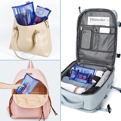 Miniatura 8 de HRX Package - Bolsas de cosméticos de malla de nailon con cremallera, 6 unidades, azul real, organizador de maquillaje para viaje, bolso de pañales